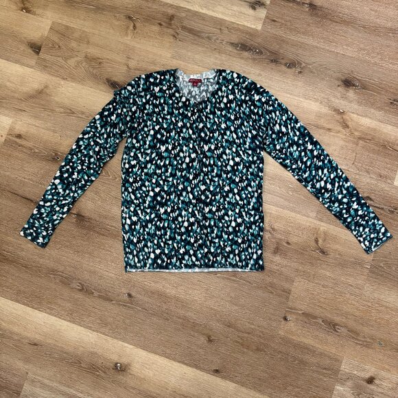 Merona Teal & Black Speckled Cardigan Sweater Size Large (L) - Picture 6 of 6